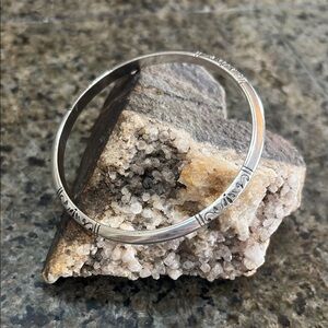 Brighton Silver Tone Etched Bangle Bracelet